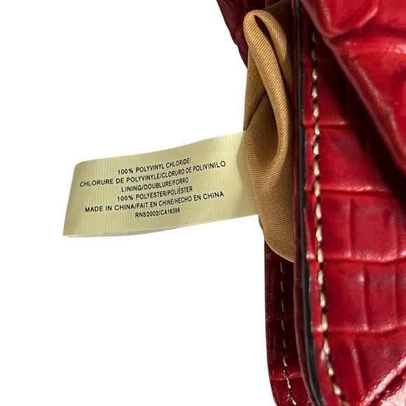 LIZ CLAIBORNE Crazy Horse Vintage Red Mock Croc Mini Satchel OS - Picture 8 of 11